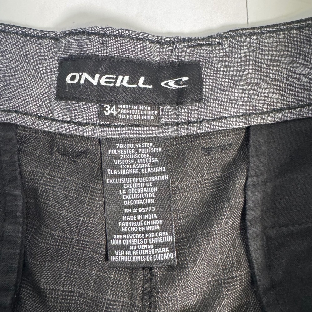 O'Neill Hybrid Shorts Mens 34 Black Plaid Stretch Walkshorts Surf Beach Gorpcore - Picture 2 of 10